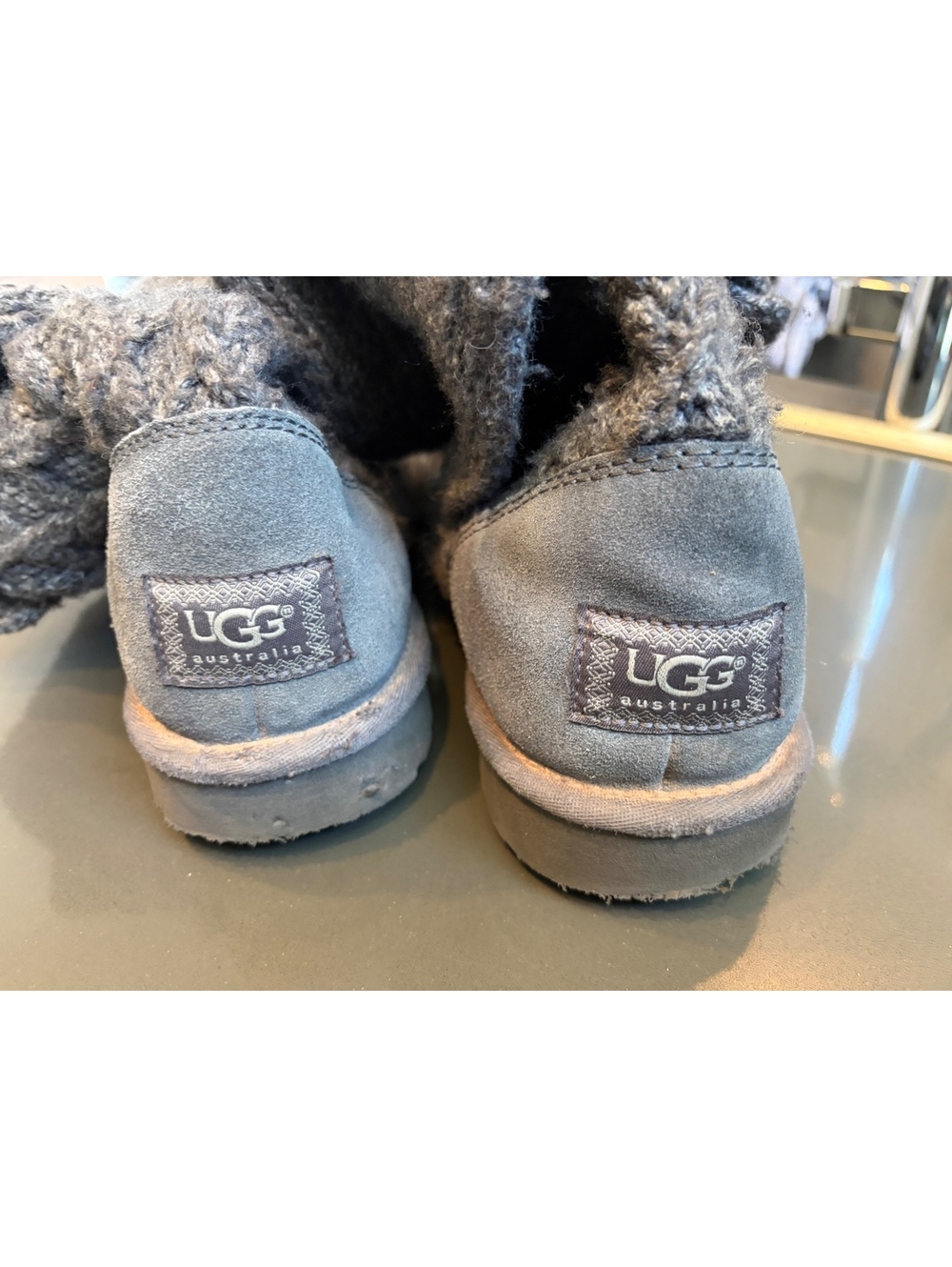 UGG Australia Women's Gray Knit Button Mid-Calf Boots Size 10 - Picture 3 of 12